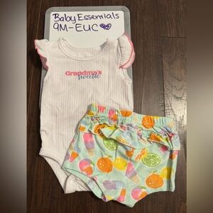 White Ruffled Baby Onesie with Colorful Shorts